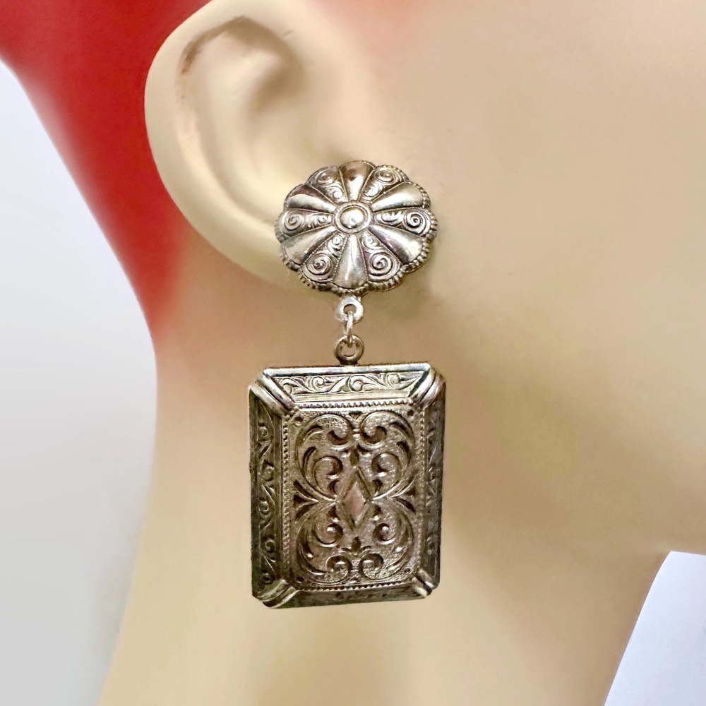 Vintage Earrings Victorian Revival Bohemian Large Pierced
